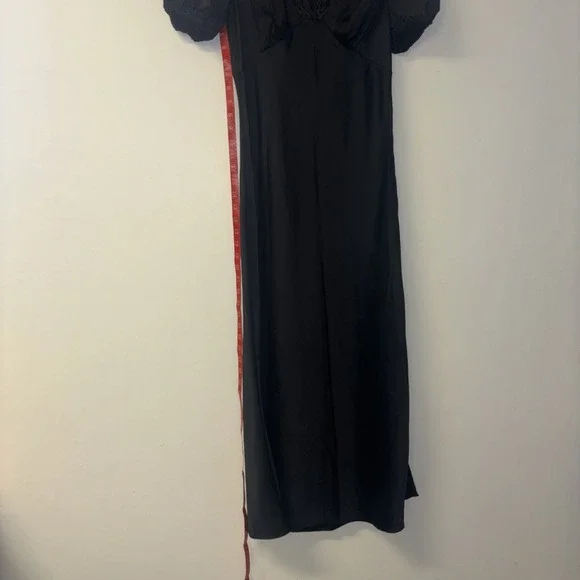 Abercrombie Fitch Black Lace Trim V Neck Puff Sleeve Maxi Dress ST -  www.threedaughtersproperties.com